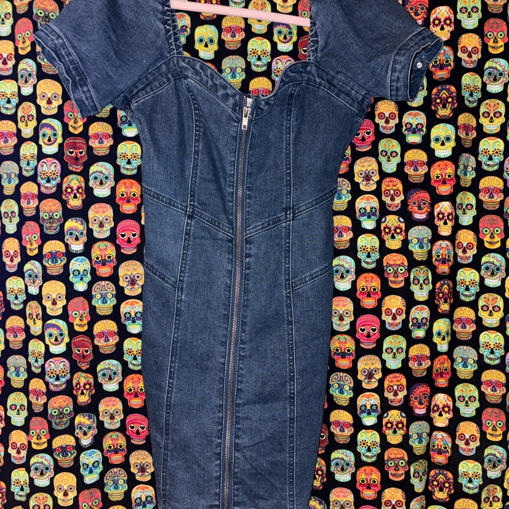 Forever 21 Blue Denim Zip-Up Dress